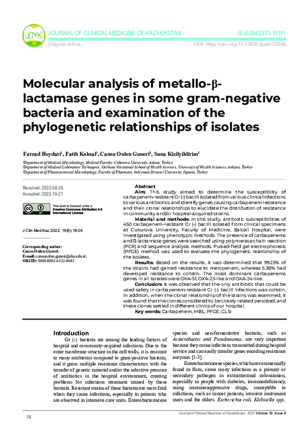 (PDF) Molecular analysis of metallo-β-lactamase genes in some gram ...
