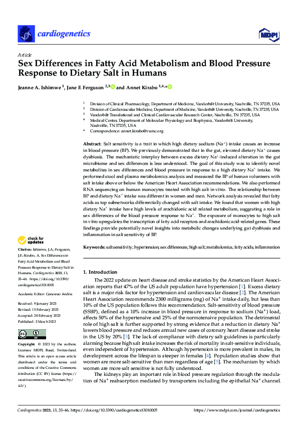 (PDF) Sex Differences in Fatty Acid Metabolism and Blood Pressure ...