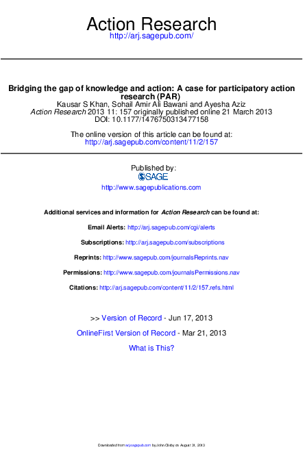 (PDF) Bridging the gap of knowledge and action: A case for ...