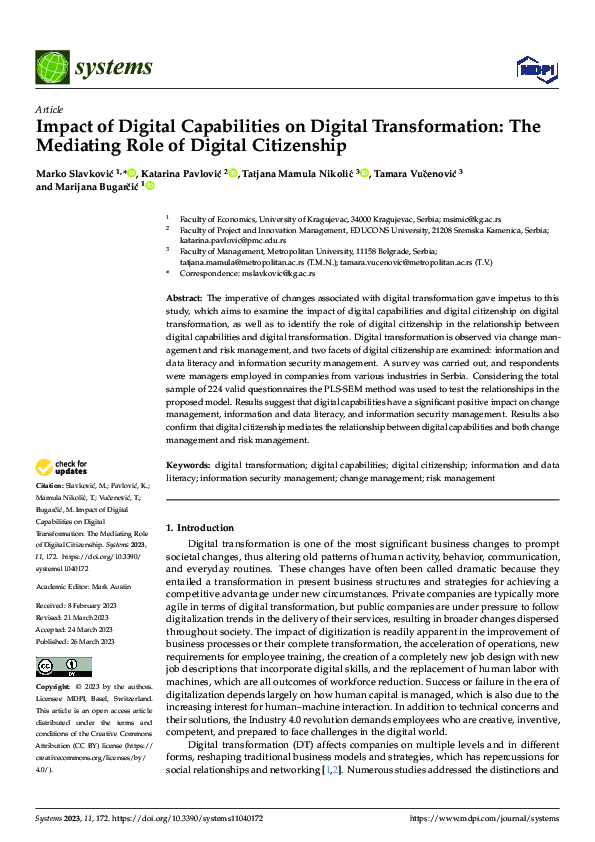 (PDF) Impact of Digital Capabilities on Digital Transformation: The ...
