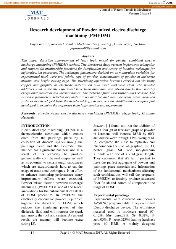 (PDF) Research development of Powder mixed electro discharge machining ...