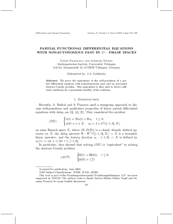 (PDF) Partial functional differential equations with nonautonomous past ...