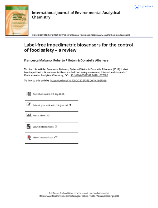 (PDF) Label-free impedimetric biosensors for the control of food safety ...