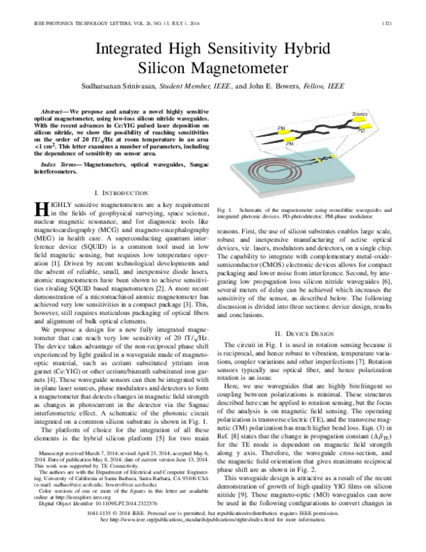 (PDF) Integrated High Sensitivity Hybrid Silicon Magnetometer