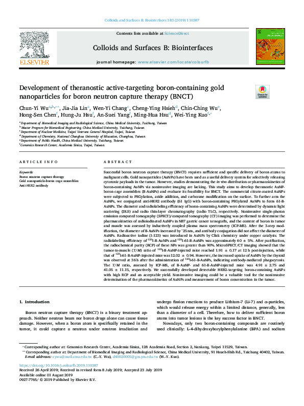 (PDF) Development of theranostic active-targeting boron-containing gold ...