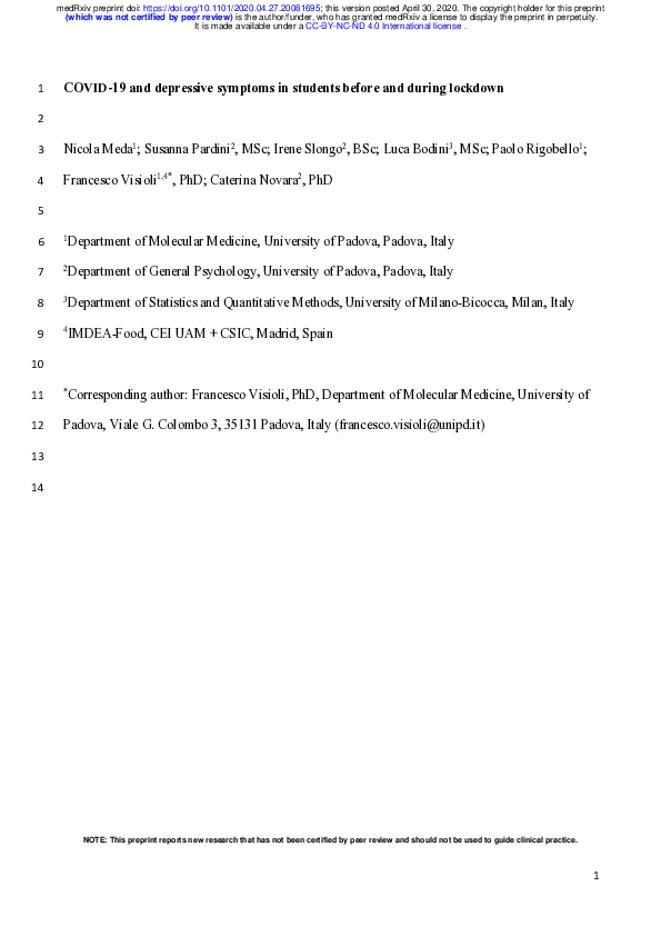 (PDF) COVID-19 and depressive symptoms in students before and during ...