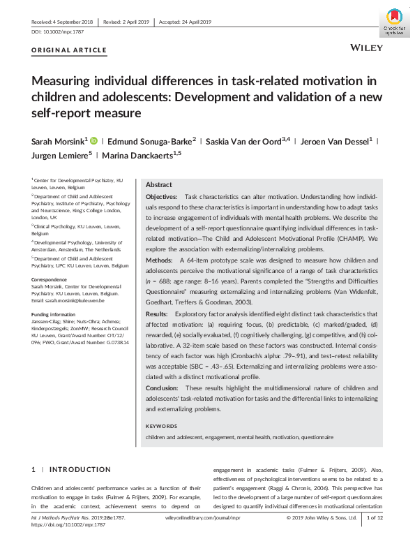 (PDF) Measuring individual differences in task‐related motivation in ...