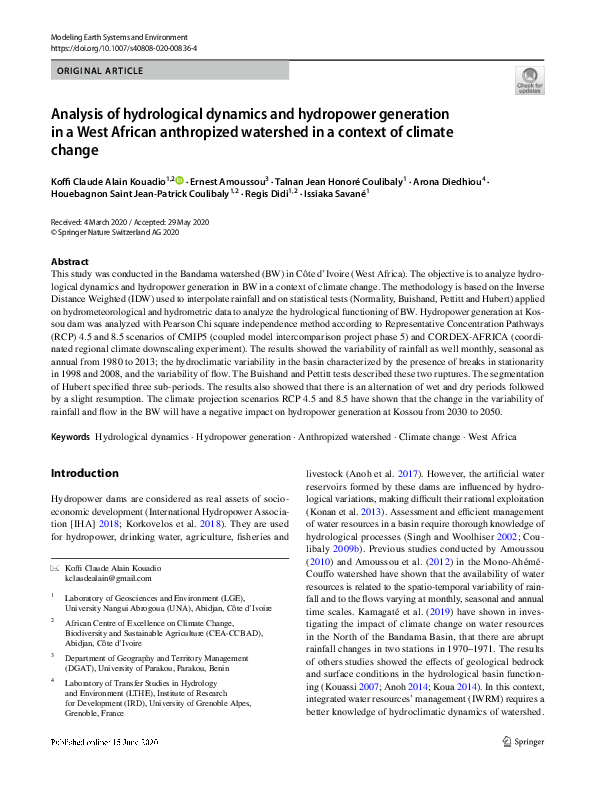 (PDF) Analysis of hydrological dynamics and hydropower generation in a ...