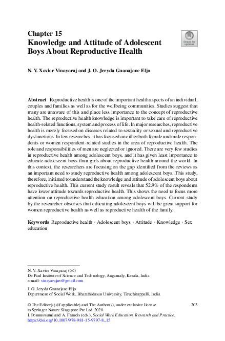 (PDF) Knowledge and Attitude of Adolescent Boys About Reproductive Health