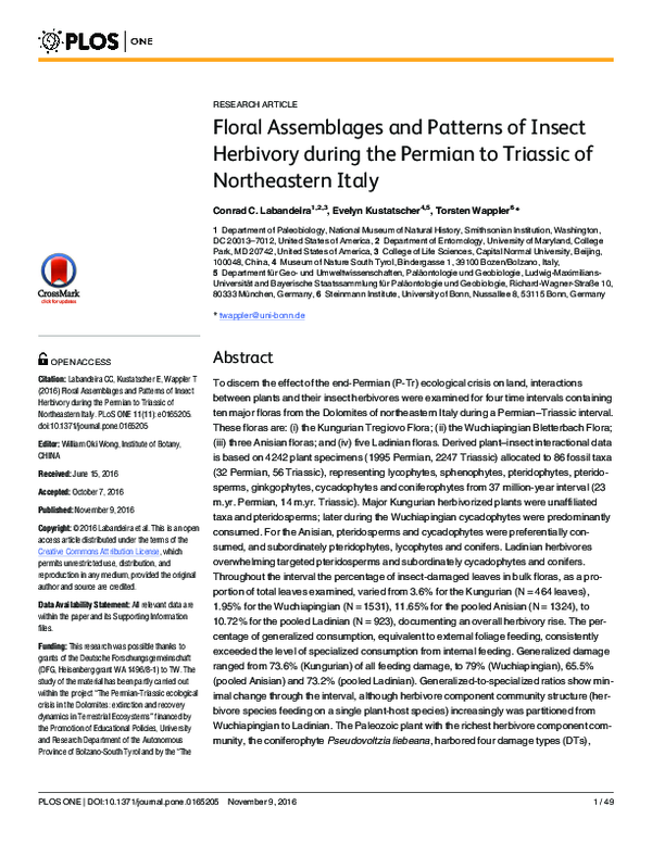 (PDF) Floral Assemblages and Patterns of Insect Herbivory during the ...