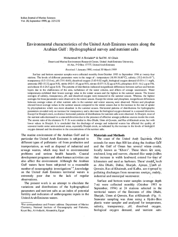 (PDF) Environmental characteristics of the United Arab Emirates waters ...