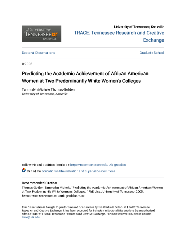 (PDF) Predicting the Academic Achievement of African American Women at ...