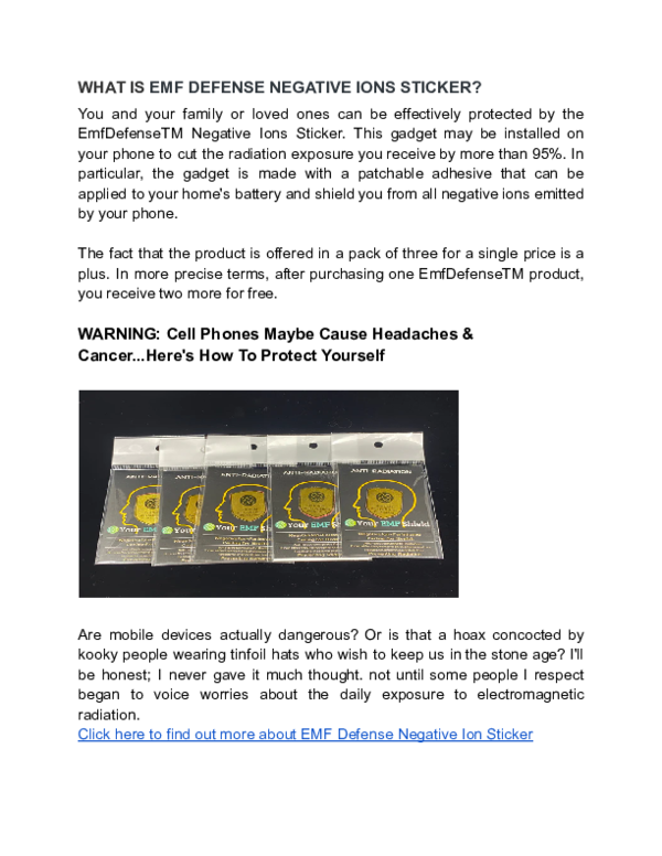 (PDF) WHAT IS EMF DEFENSE NEGATIVE IONS STICKER maureen ogutu