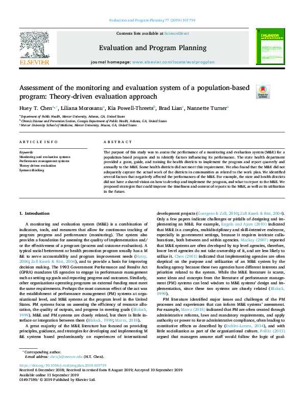 (PDF) Assessment of the Monitoring and Evaluation System of a ...