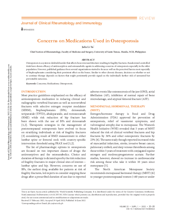 (PDF) Concerns on Medications Used in Osteoporosis