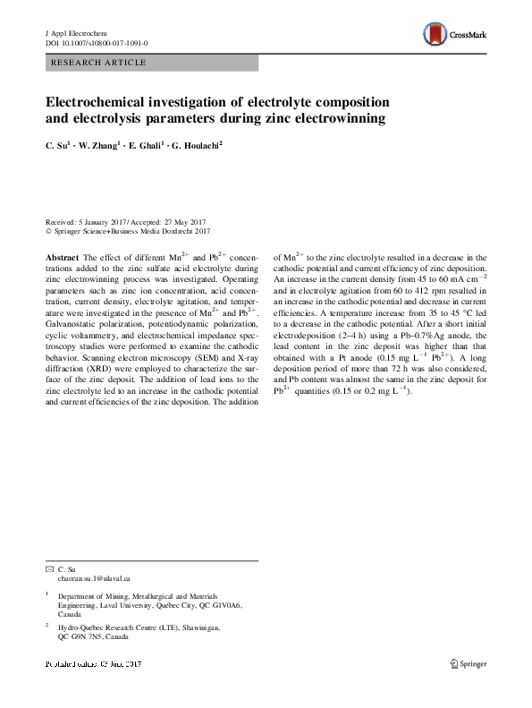 (PDF) Electrochemical investigation of electrolyte composition and ...