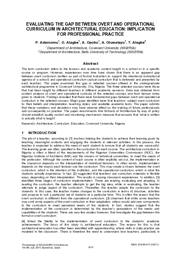 (PDF) Evaluating the Gap between Overt and Operational Curriculum in