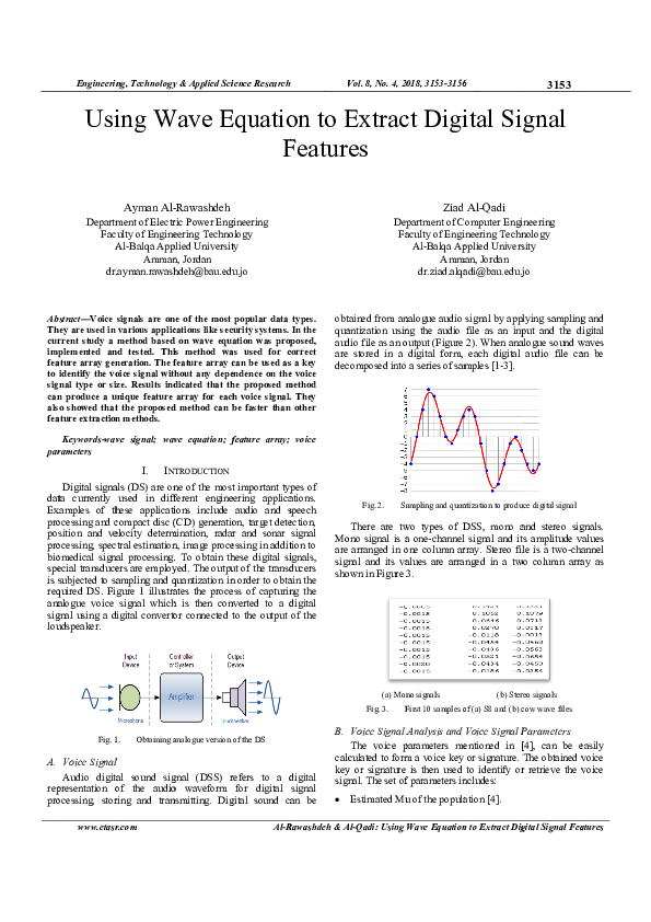(PDF) Using Wave Equation to Extract Digital Signal Features
