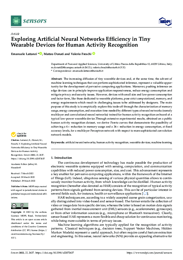 (PDF) Exploring Artificial Neural Networks Efficiency in Tiny Wearable ...