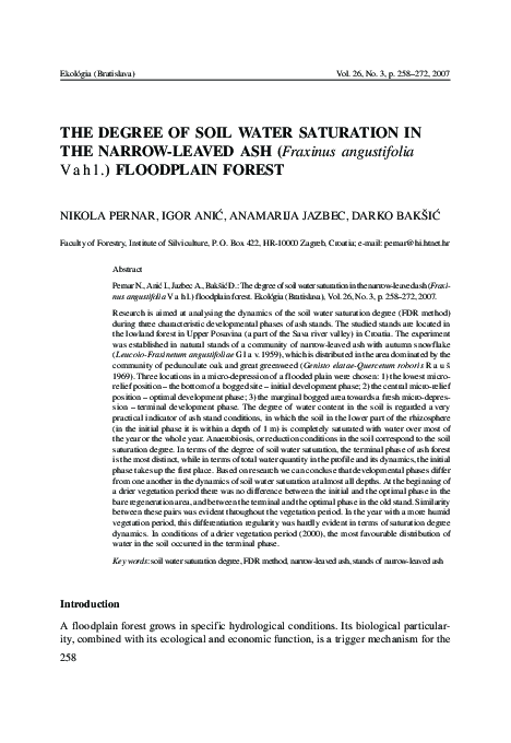 (PDF) The degree of soil water saturation in the narrow-leaved ash ...