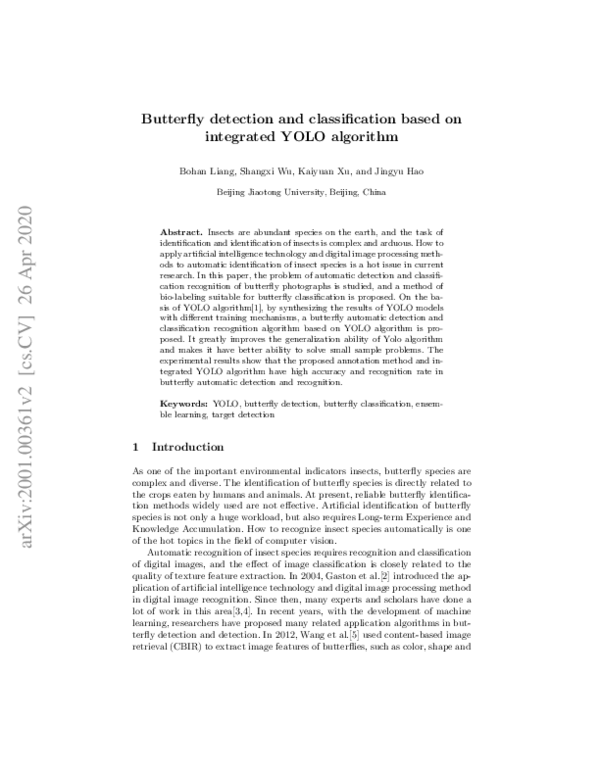 (PDF) Butterfly Detection and Classification Based on Integrated YOLO ...