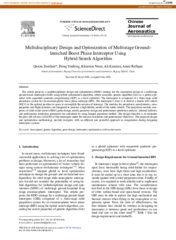 (PDF) Multidisciplinary Design and Optimization of Multistage Ground ...