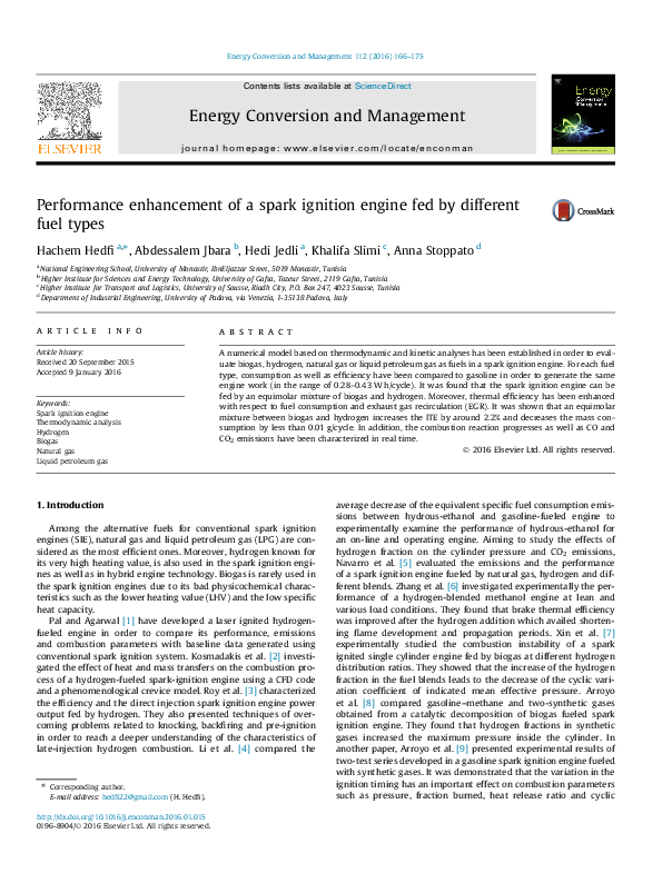 (PDF) Performance enhancement of a spark ignition engine fed by ...