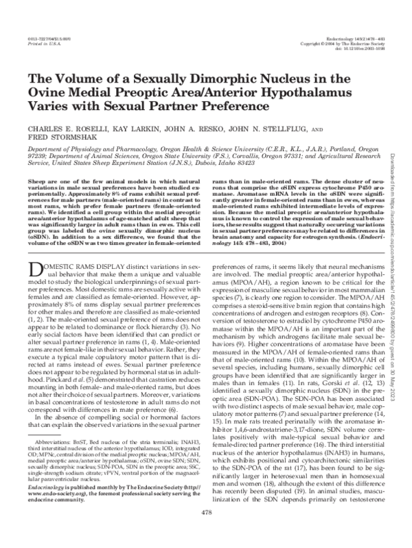 (PDF) The Volume of a Sexually Dimorphic Nucleus in the Ovine Medial ...