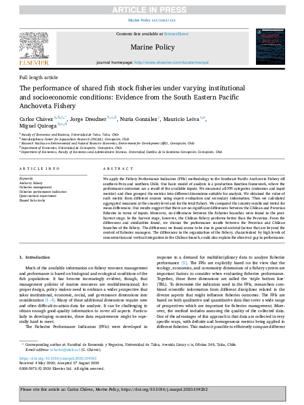 (PDF) The performance of shared fish stock fisheries under varying ...