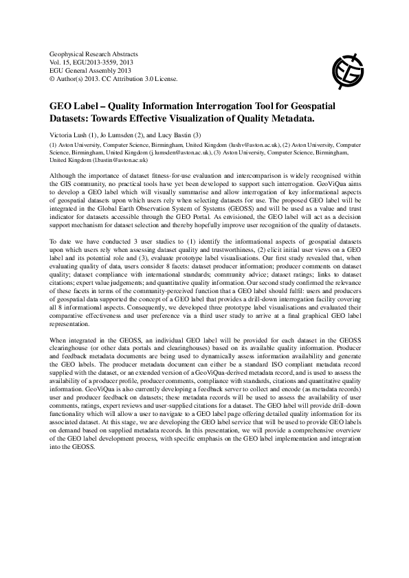 (PDF) GEO Label-Quality Information Interrogation Tool for Geospatial ...