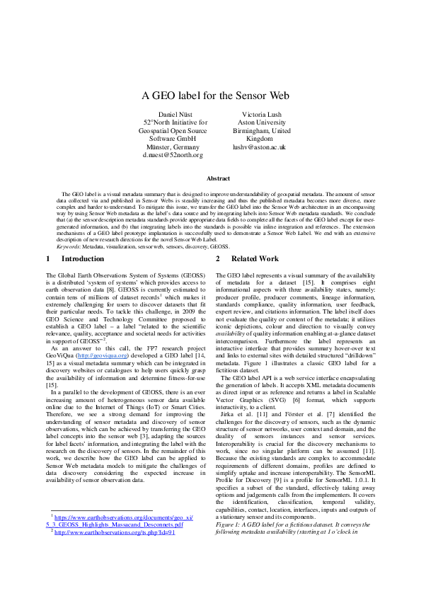 (PDF) A GEO label for the Sensor Web
