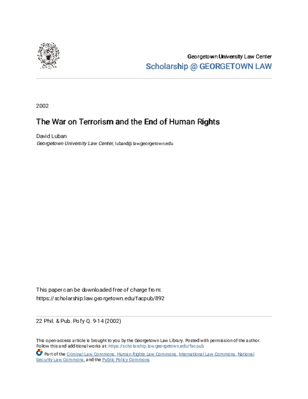 (PDF) The War on Terrorism and the End of Human Rights