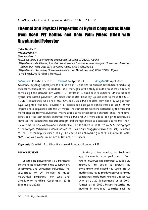 (PDF) Thermal and Physical Properties of Hybrid Composites Made from ...