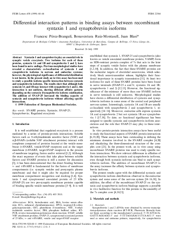 (PDF) Differential interaction patterns in binding assays between ...