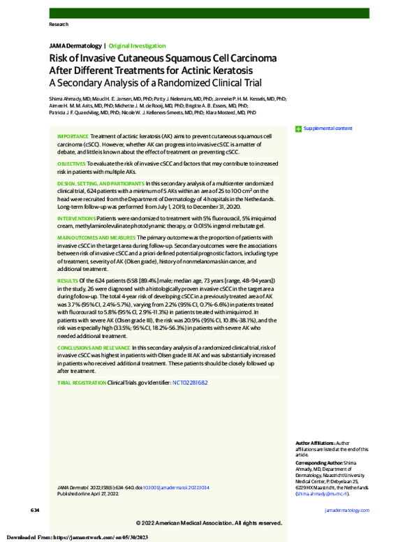 (PDF) Risk of Invasive Cutaneous Squamous Cell Carcinoma After ...