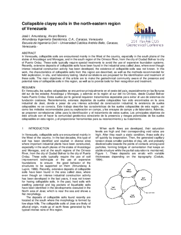 (PDF) Collapsible clayey soils in the north-eastern region of Venezuela