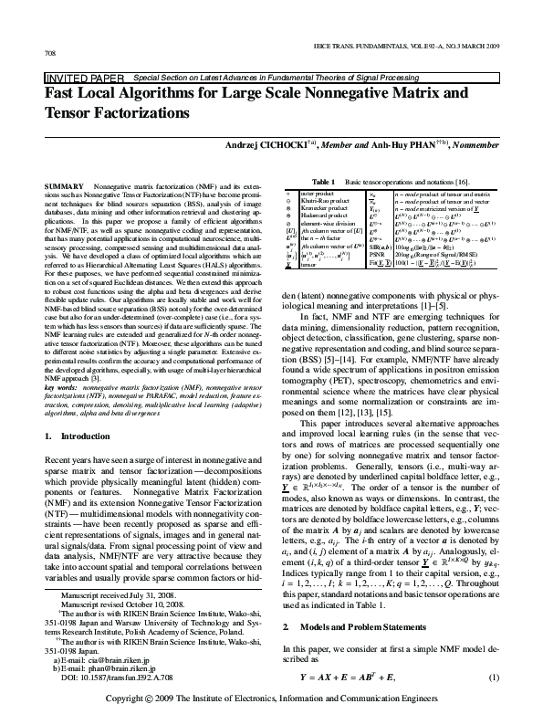 (PDF) Fast Local Algorithms for Large Scale Nonnegative Matrix and ...
