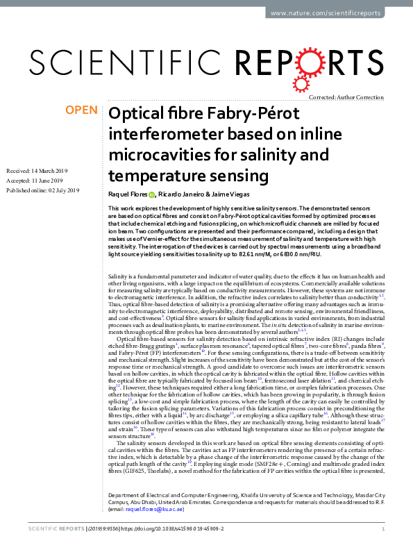 (PDF) Optical fibre Fabry-Pérot interferometer based on inline ...