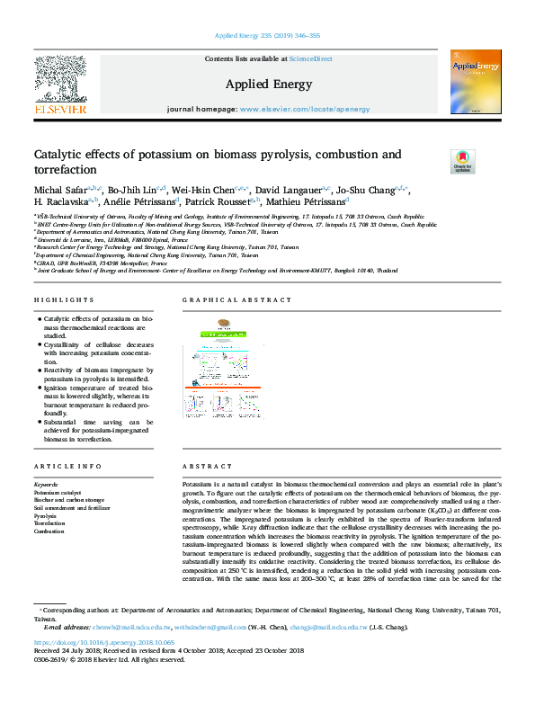 (PDF) Catalytic effects of potassium on biomass pyrolysis, combustion ...