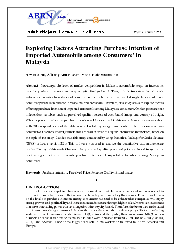 Pdf Exploring Factors Attracting Purchase Intention Of Imported
