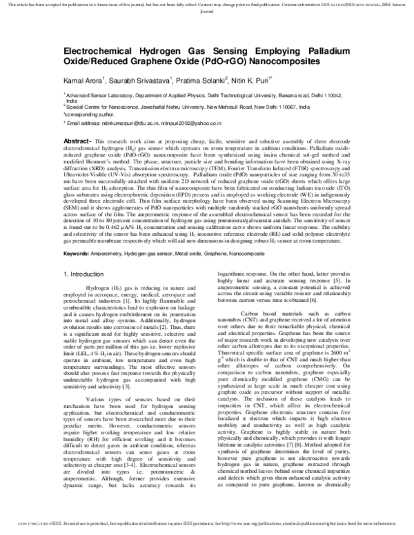 (PDF) Electrochemical Hydrogen Gas Sensing Employing Palladium Oxide ...