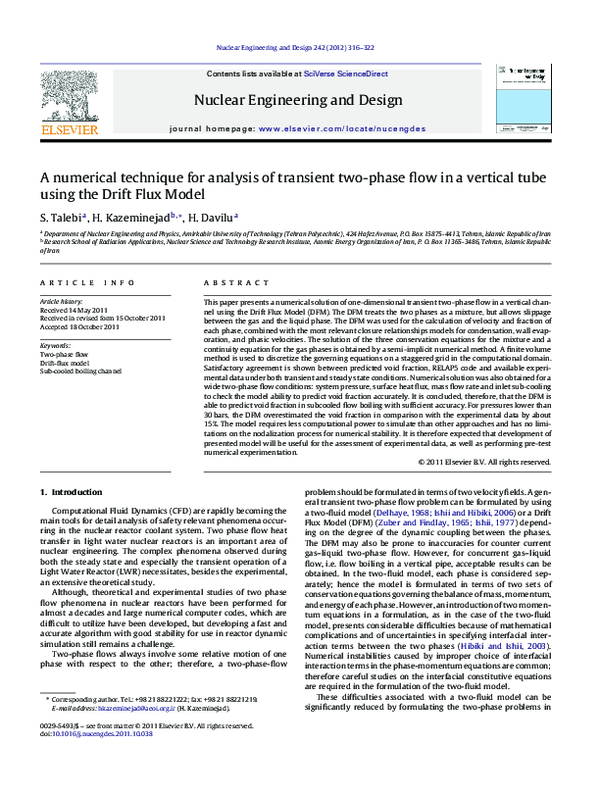 (PDF) A numerical technique for analysis of transient two-phase flow in ...