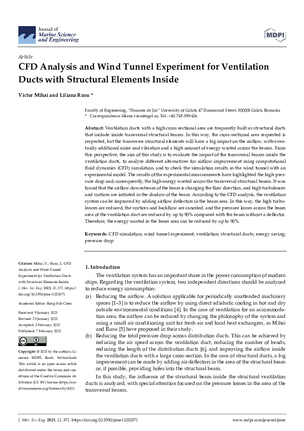 (PDF) CFD Analysis and Wind Tunnel Experiment for Ventilation Ducts ...