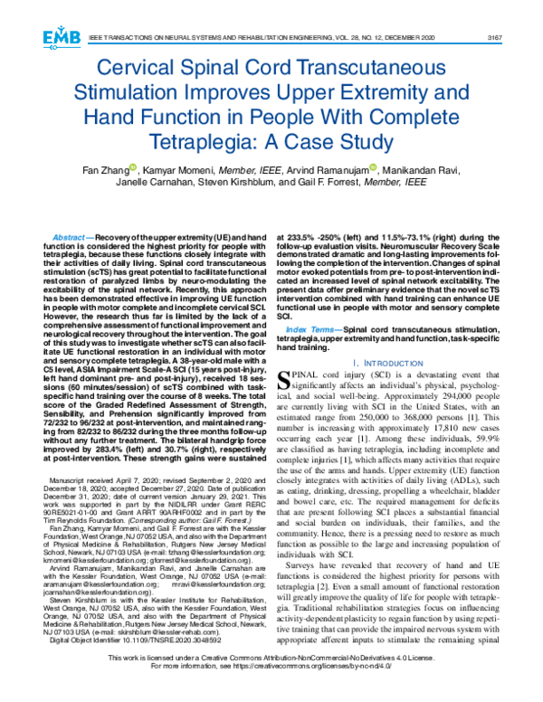 (PDF) Cervical Spinal Cord Transcutaneous Stimulation Improves Upper ...