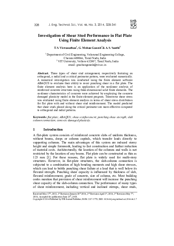 (PDF) Investigation of Shear Stud Performance in Flat Plate Using ...