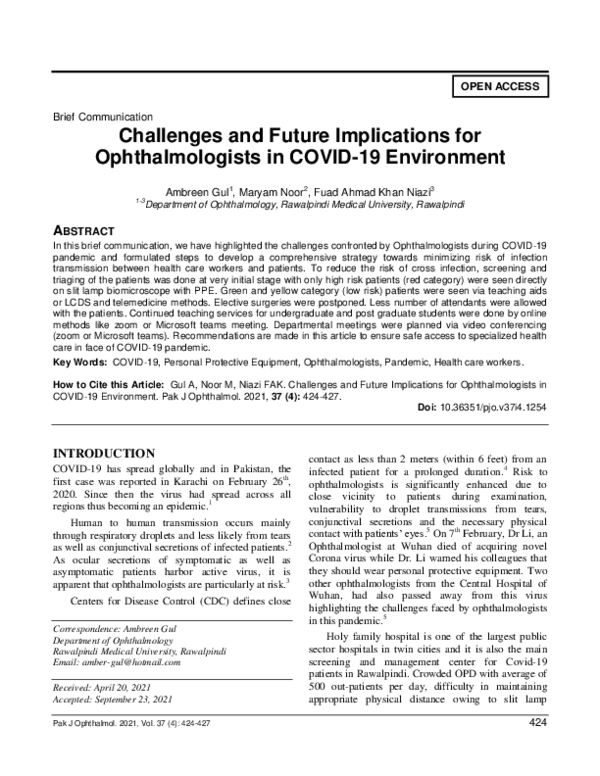(PDF) Challenges and Future Implications for Ophthalmologists in COVID ...