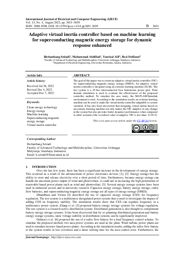 (PDF) Adaptive virtual inertia controller based on machine learning for ...