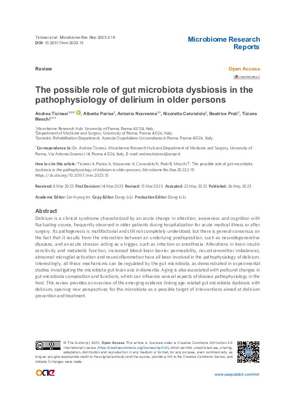 (PDF) The possible role of gut microbiota dysbiosis in the ...
