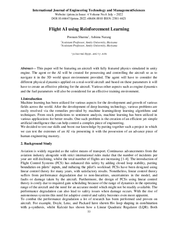 (PDF) Flight AI using Reinforcement Learning