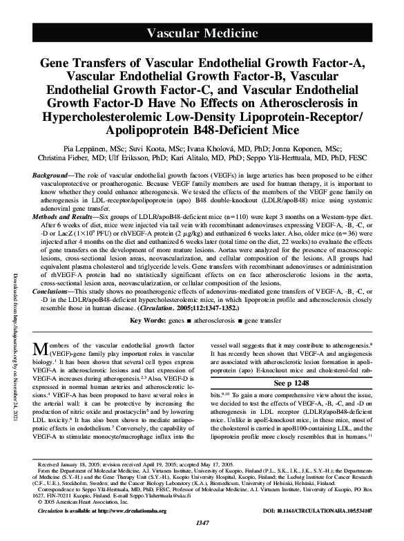 (PDF) Gene Transfers of Vascular Endothelial Growth Factor-A, Vascular ...